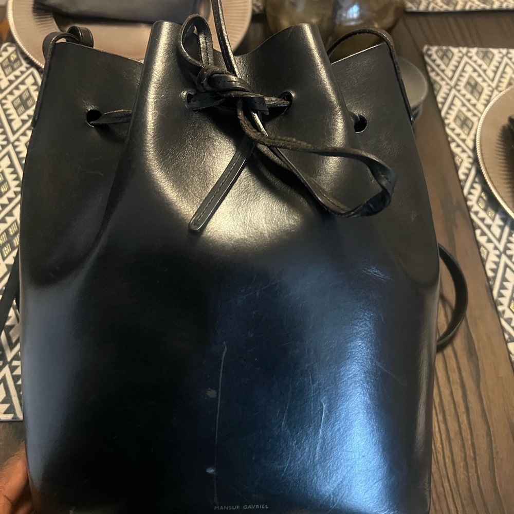 Mansur Gavriel Black Leather Bucket Bag